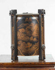 Chinese Vintage Black Lacquer Game Box with Gilded Traditional Landscape Scenes-10. Asian & Chinese Furniture, Art, Antiques, Vintage Home Décor for sale at FEA Home