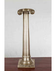 Pair of Brushed Silver over Bronze Column Candlesticks with Large Ionic Capitals-8. Asian & Chinese Furniture, Art, Antiques, Vintage Home Décor for sale at FEA Home