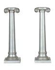 Pair of Silver over Bronze Column Candlesticks with Large Ionic Capitals-1. Asian & Chinese Furniture, Art, Antiques, Vintage Home Décor for sale at FEA Home