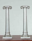Pair of Silver over Bronze Column Candlesticks with Large Ionic Capitals-2. Asian & Chinese Furniture, Art, Antiques, Vintage Home Décor for sale at FEA Home