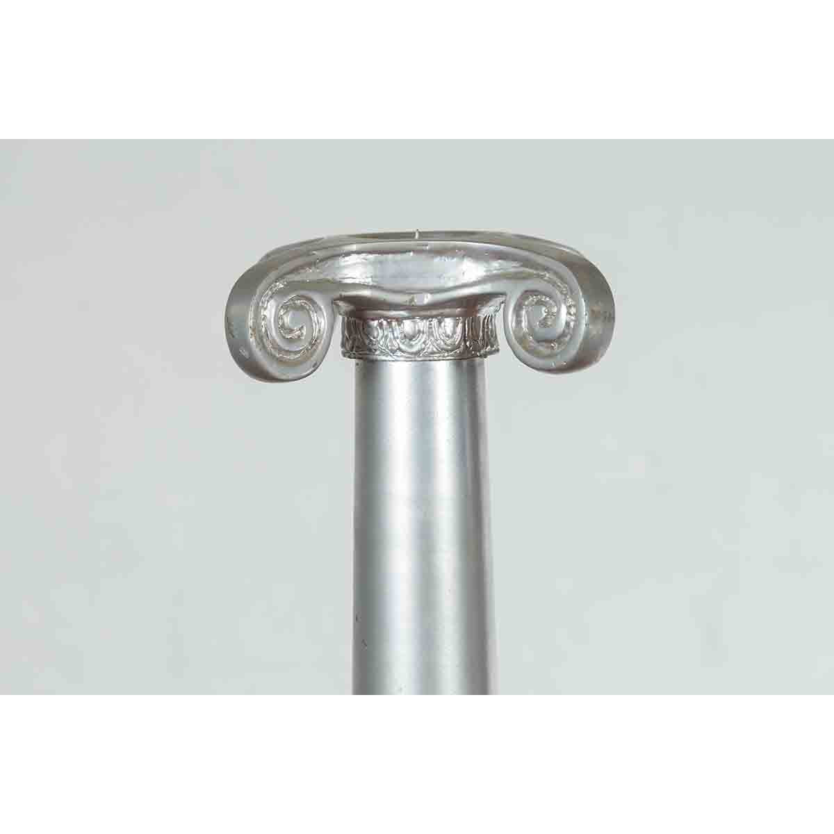 Pair of Silver over Bronze Column Candlesticks with Large Ionic Capitals-4. Asian & Chinese Furniture, Art, Antiques, Vintage Home Décor for sale at FEA Home