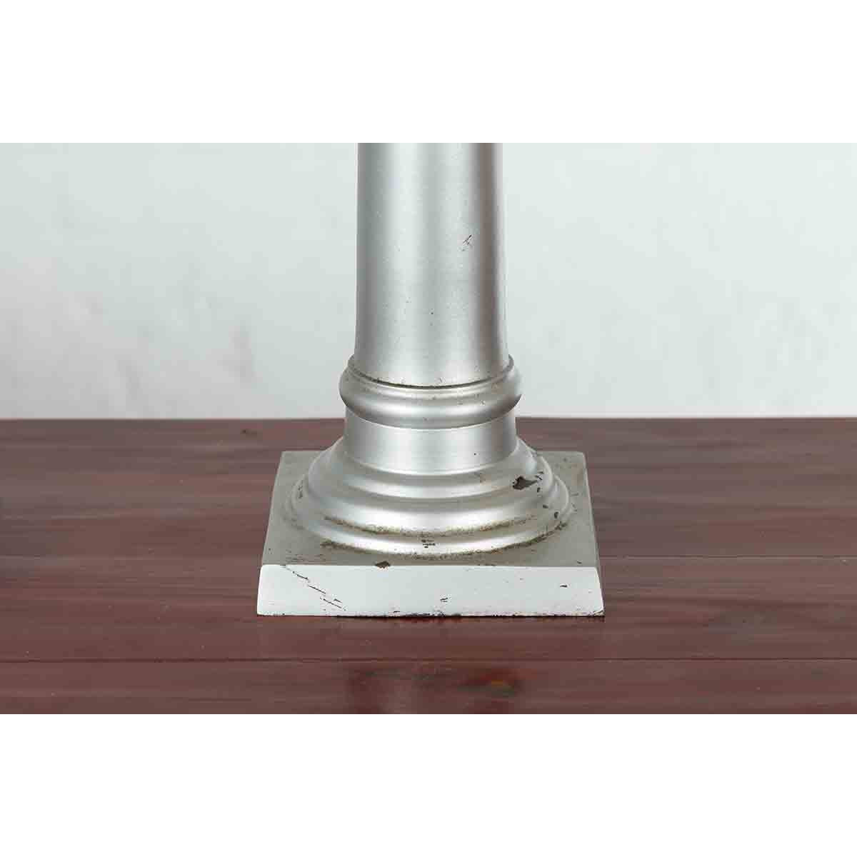Pair of Silver over Bronze Column Candlesticks with Large Ionic Capitals-6. Asian & Chinese Furniture, Art, Antiques, Vintage Home Décor for sale at FEA Home