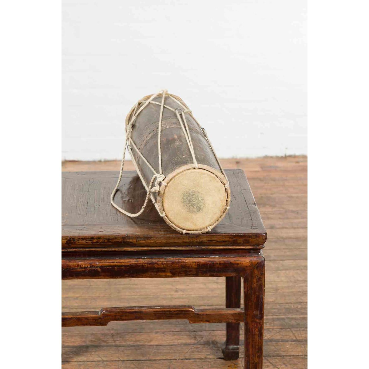 19th Century Thai Ceremonial Drum with Ropes and Leather Drumhead-12. Asian & Chinese Furniture, Art, Antiques, Vintage Home Décor for sale at FEA Home