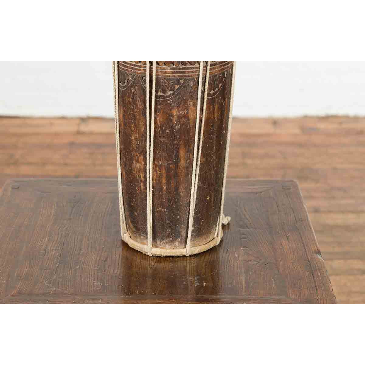 19th Century Thai Ceremonial Drum with Ropes and Leather Drumhead-10. Asian & Chinese Furniture, Art, Antiques, Vintage Home Décor for sale at FEA Home