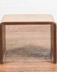 Burmese Vintage Waterfall Side Table with Rattan Woven Top and Horse Hoof Feet-2. Asian & Chinese Furniture, Art, Antiques, Vintage Home Décor for sale at FEA Home