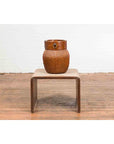 Burmese Vintage Waterfall Side Table with Rattan Woven Top and Horse Hoof Feet-4. Asian & Chinese Furniture, Art, Antiques, Vintage Home Décor for sale at FEA Home