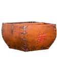 Chinese Early 20th Century Grain Basket with Red Calligraphy and Braces-1. Asian & Chinese Furniture, Art, Antiques, Vintage Home Décor for sale at FEA Home