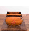 Chinese Early 20th Century Grain Basket with Red Calligraphy and Braces-10. Asian & Chinese Furniture, Art, Antiques, Vintage Home Décor for sale at FEA Home