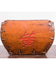 Chinese Early 20th Century Grain Basket with Red Calligraphy and Braces-3. Asian & Chinese Furniture, Art, Antiques, Vintage Home Décor for sale at FEA Home
