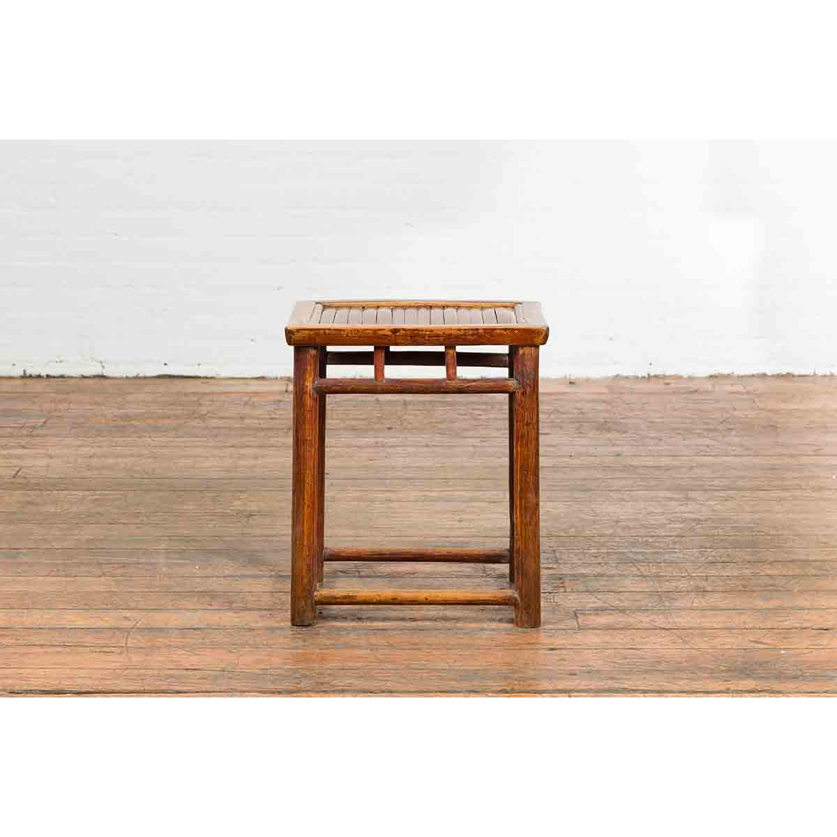 Chinese Qing Dynasty 19th Century Side Table with Split Bamboo Top and Patina-3. Asian & Chinese Furniture, Art, Antiques, Vintage Home Décor for sale at FEA Home