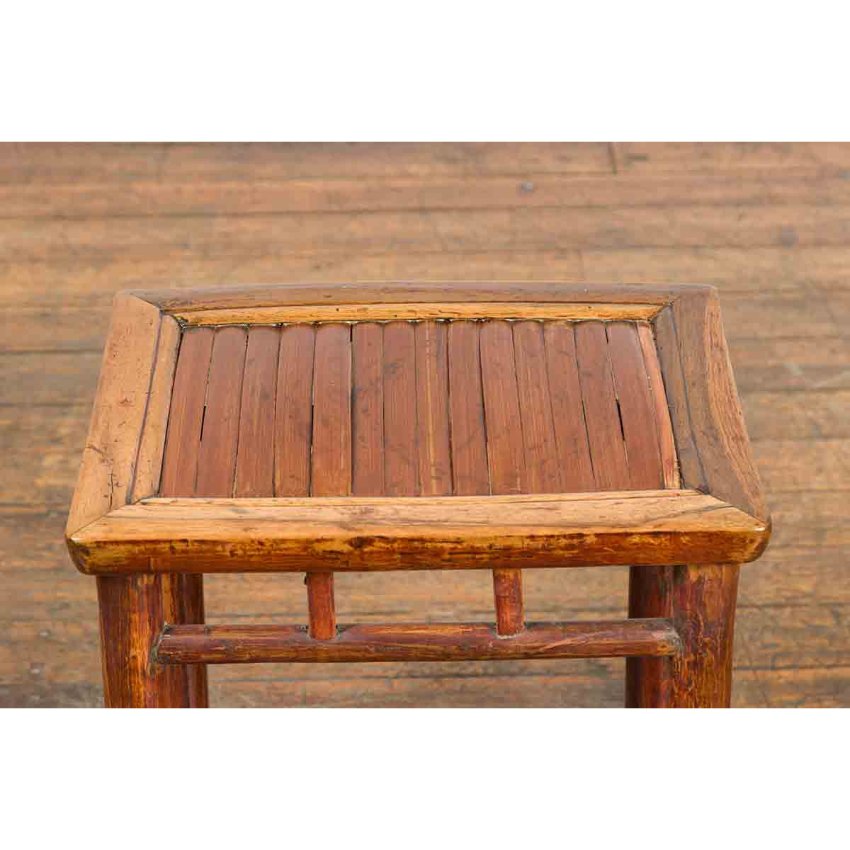 Chinese Qing Dynasty 19th Century Side Table with Split Bamboo Top and Patina-5. Asian & Chinese Furniture, Art, Antiques, Vintage Home Décor for sale at FEA Home