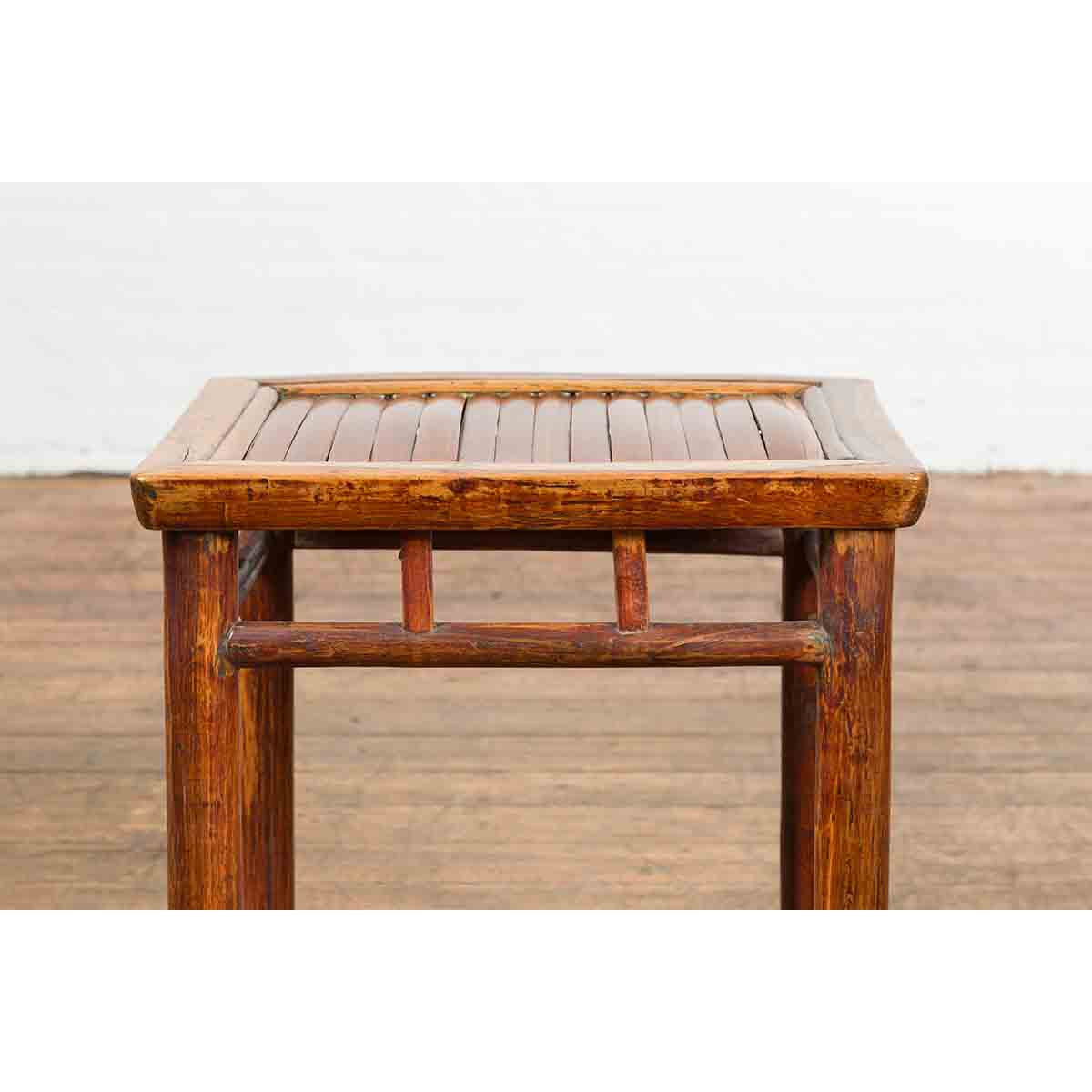 Chinese Qing Dynasty 19th Century Side Table with Split Bamboo Top and Patina-6. Asian & Chinese Furniture, Art, Antiques, Vintage Home Décor for sale at FEA Home