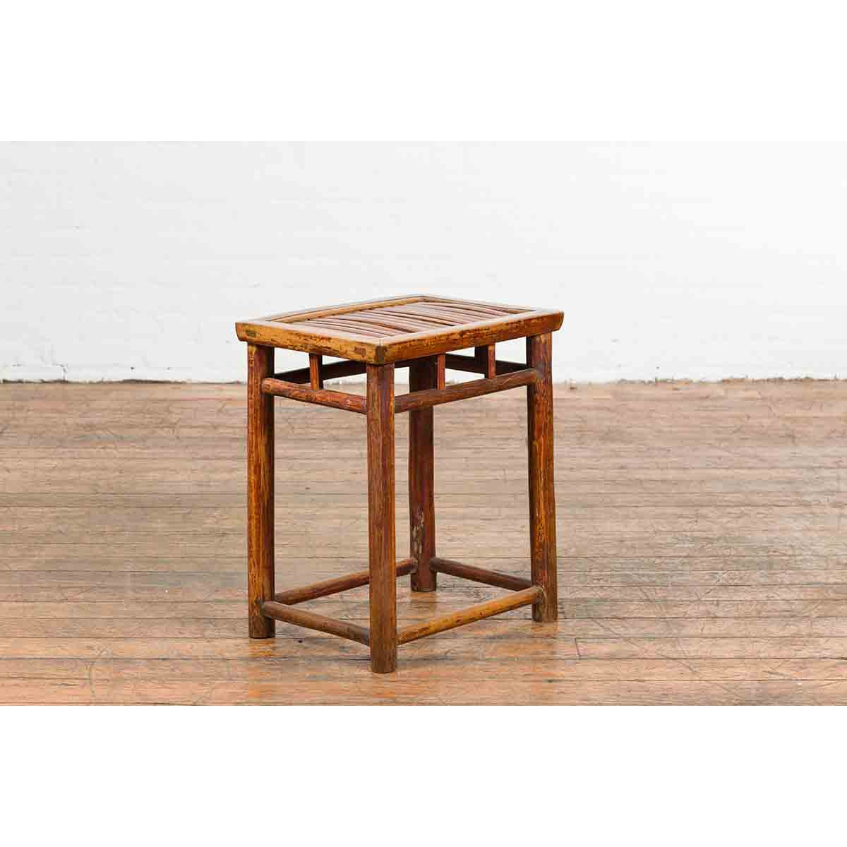 Chinese Qing Dynasty 19th Century Side Table with Split Bamboo Top and Patina-9. Asian & Chinese Furniture, Art, Antiques, Vintage Home Décor for sale at FEA Home