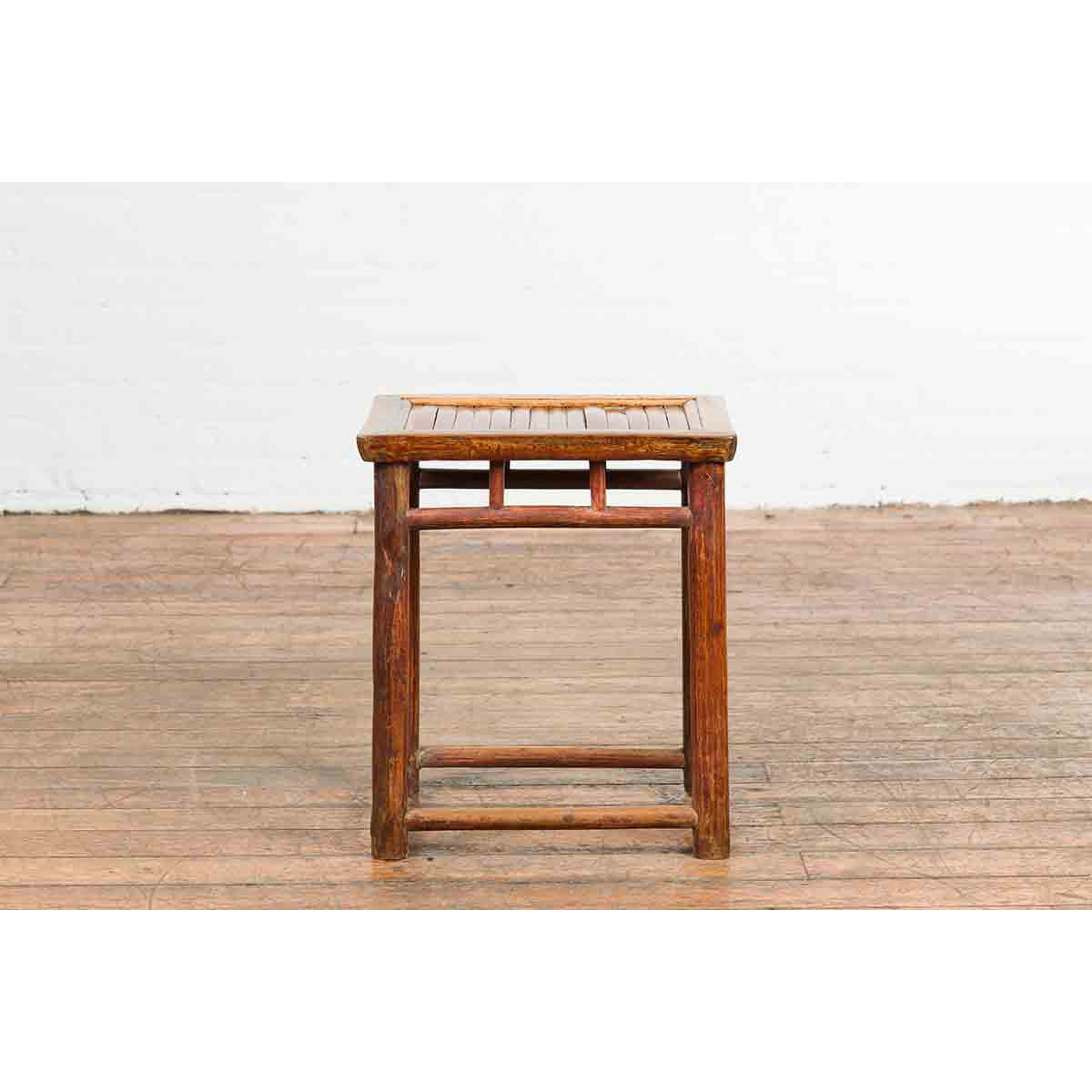 Chinese Qing Dynasty 19th Century Side Table with Split Bamboo Top and Patina-11. Asian & Chinese Furniture, Art, Antiques, Vintage Home Décor for sale at FEA Home