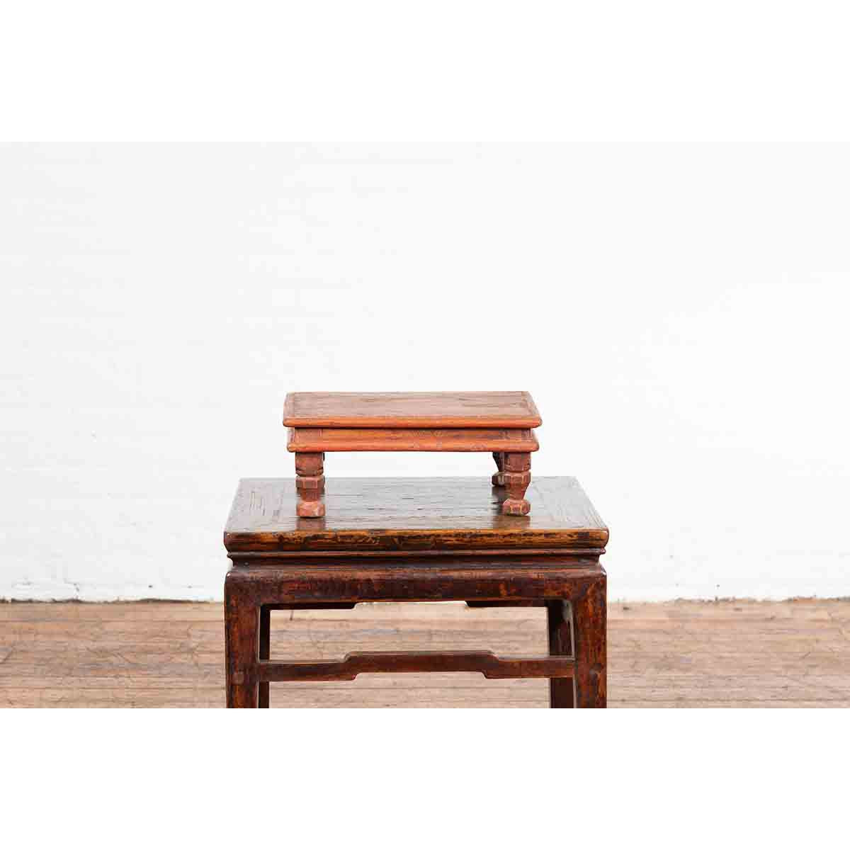 Vintage Low Wooden Indian Prayer Table-13. Asian & Chinese Furniture, Art, Antiques, Vintage Home Décor for sale at FEA Home