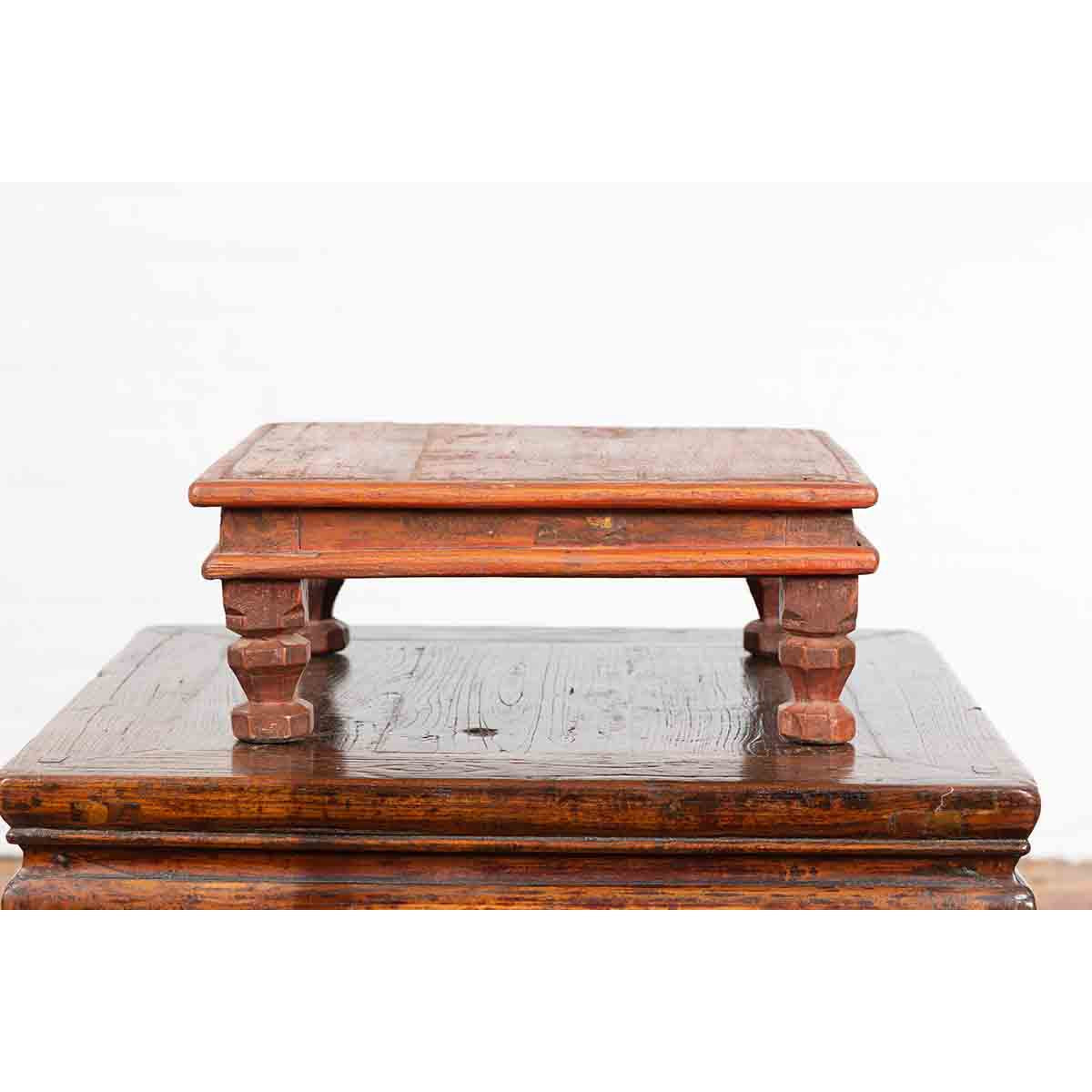 Vintage Low Wooden Indian Prayer Table-7. Asian & Chinese Furniture, Art, Antiques, Vintage Home Décor for sale at FEA Home