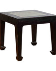 Chinese Vintage Black Lacquer Side Table with Qing Dynasty Period Stone Inset-1. Asian & Chinese Furniture, Art, Antiques, Vintage Home Décor for sale at FEA Home