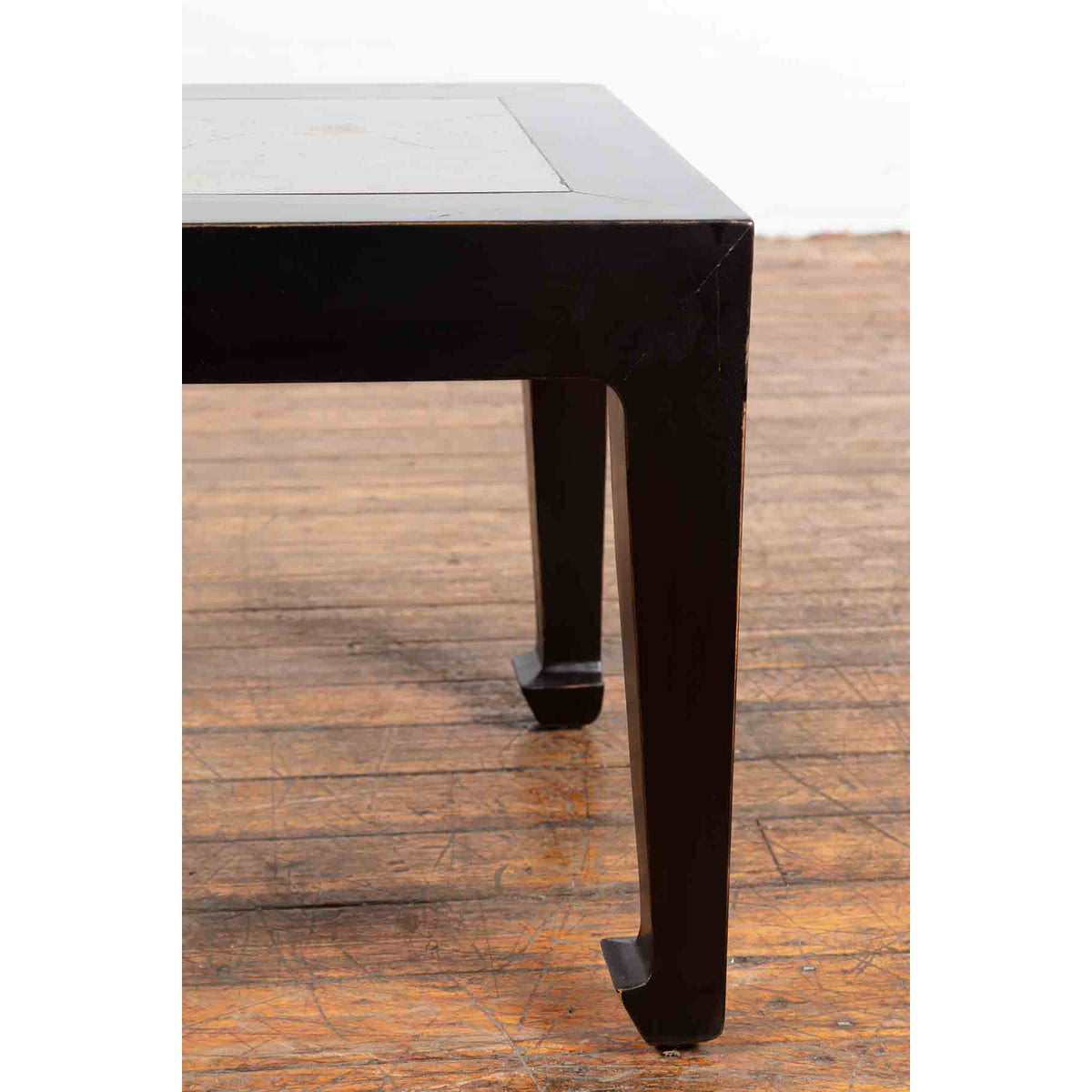 Chinese Vintage Black Lacquer Side Table with Qing Dynasty Period Stone Inset-8. Asian & Chinese Furniture, Art, Antiques, Vintage Home Décor for sale at FEA Home