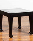 Chinese Vintage Black Lacquer Side Table with Qing Dynasty Period Stone Inset-2. Asian & Chinese Furniture, Art, Antiques, Vintage Home Décor for sale at FEA Home