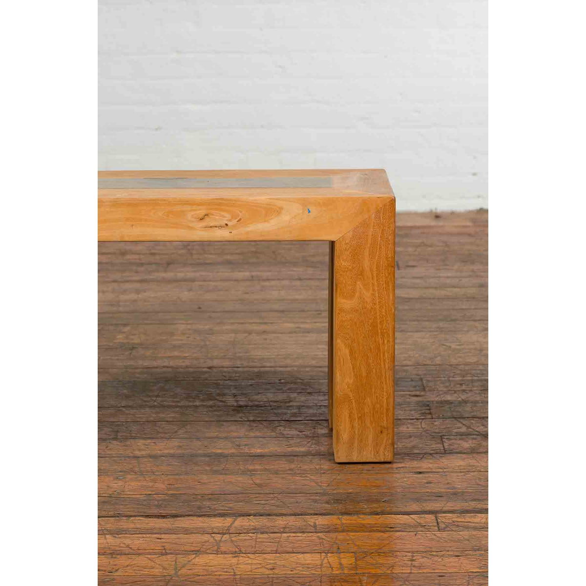 Chinese Vintage Wooden Bench with Antique Courtyard Stone Top Inlay-6. Asian & Chinese Furniture, Art, Antiques, Vintage Home Décor for sale at FEA Home