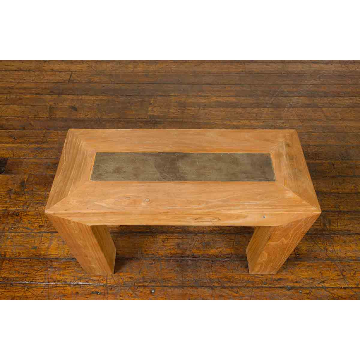 Chinese Vintage Wooden Bench with Antique Courtyard Stone Top Inlay-7. Asian & Chinese Furniture, Art, Antiques, Vintage Home Décor for sale at FEA Home