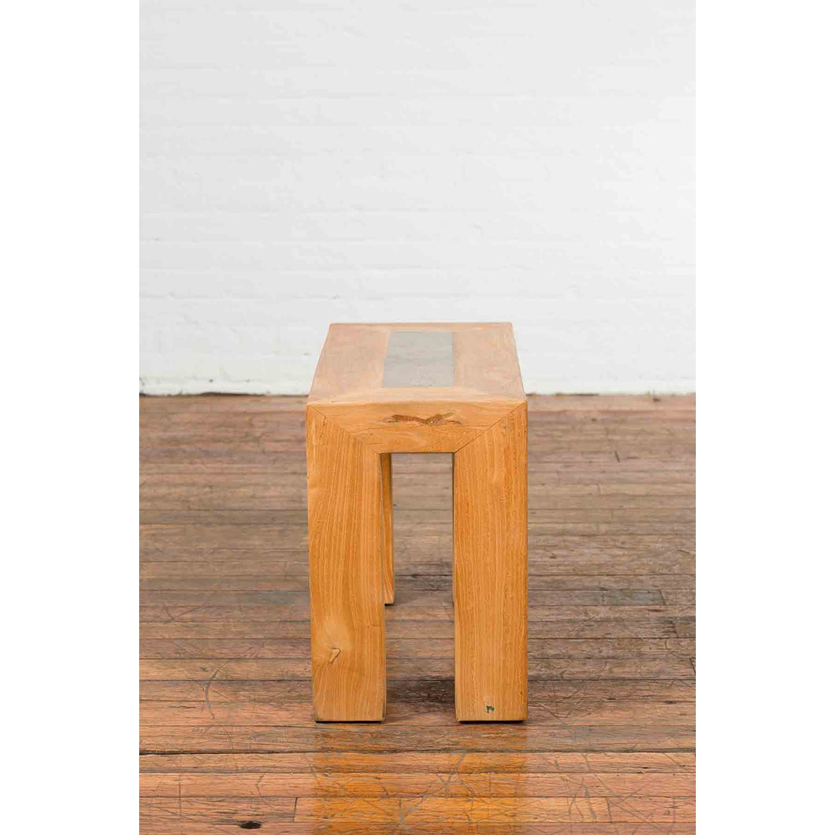 Chinese Vintage Wooden Bench with Antique Courtyard Stone Top Inlay-8. Asian & Chinese Furniture, Art, Antiques, Vintage Home Décor for sale at FEA Home