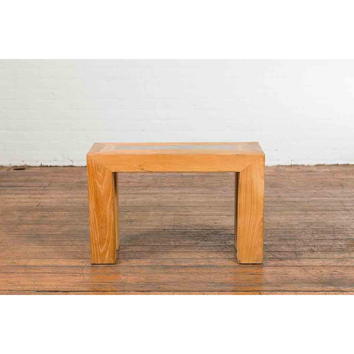 Chinese Vintage Wooden Bench with Antique Courtyard Stone Top Inlay-9. Asian & Chinese Furniture, Art, Antiques, Vintage Home Décor for sale at FEA Home