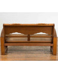Teak Wood Country Outdoor Bench from Madura with Rattan Seat and Looping Arms-12. Asian & Chinese Furniture, Art, Antiques, Vintage Home Décor for sale at FEA Home