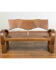Teak Wood Country Outdoor Bench from Madura with Rattan Seat and Looping Arms-11. Asian & Chinese Furniture, Art, Antiques, Vintage Home Décor for sale at FEA Home