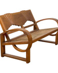 Teak Wood Country Outdoor Bench from Madura with Rattan Seat and Looping Arms-1. Asian & Chinese Furniture, Art, Antiques, Vintage Home Décor for sale at FEA Home
