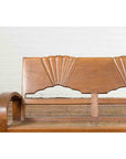 Teak Wood Country Outdoor Bench from Madura with Rattan Seat and Looping Arms-4. Asian & Chinese Furniture, Art, Antiques, Vintage Home Décor for sale at FEA Home