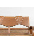 Teak Wood Country Outdoor Bench from Madura with Rattan Seat and Looping Arms-5. Asian & Chinese Furniture, Art, Antiques, Vintage Home Décor for sale at FEA Home