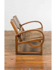 Teak Wood Country Outdoor Bench from Madura with Rattan Seat and Looping Arms-9. Asian & Chinese Furniture, Art, Antiques, Vintage Home Décor for sale at FEA Home