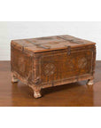 Indian 19th Century Small Wooden Box with Iron Hardware and Carved Rosacea-2. Asian & Chinese Furniture, Art, Antiques, Vintage Home Décor for sale at FEA Home