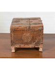 Indian 19th Century Small Wooden Box with Iron Hardware and Carved Rosacea-13. Asian & Chinese Furniture, Art, Antiques, Vintage Home Décor for sale at FEA Home