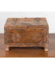 Indian 19th Century Small Wooden Box with Iron Hardware and Carved Rosacea-14. Asian & Chinese Furniture, Art, Antiques, Vintage Home Décor for sale at FEA Home
