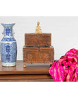 Indian 19th Century Small Wooden Box with Iron Hardware and Carved Rosacea-5. Asian & Chinese Furniture, Art, Antiques, Vintage Home Décor for sale at FEA Home