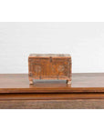 Indian 19th Century Small Wooden Box with Iron Hardware and Carved Rosacea-6. Asian & Chinese Furniture, Art, Antiques, Vintage Home Décor for sale at FEA Home