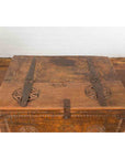 Indian 19th Century Small Wooden Box with Iron Hardware and Carved Rosacea-11. Asian & Chinese Furniture, Art, Antiques, Vintage Home Décor for sale at FEA Home