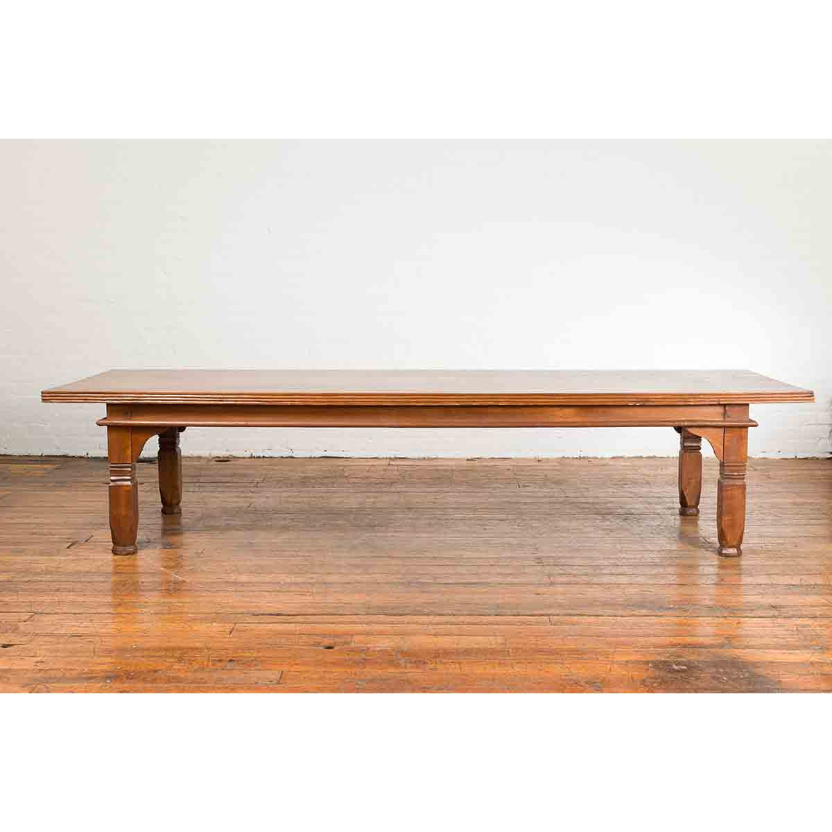 Oversized 19th Century Indonesian Coffee Table with Reeded Edge and Carved Legs-12. Asian & Chinese Furniture, Art, Antiques, Vintage Home Décor for sale at FEA Home