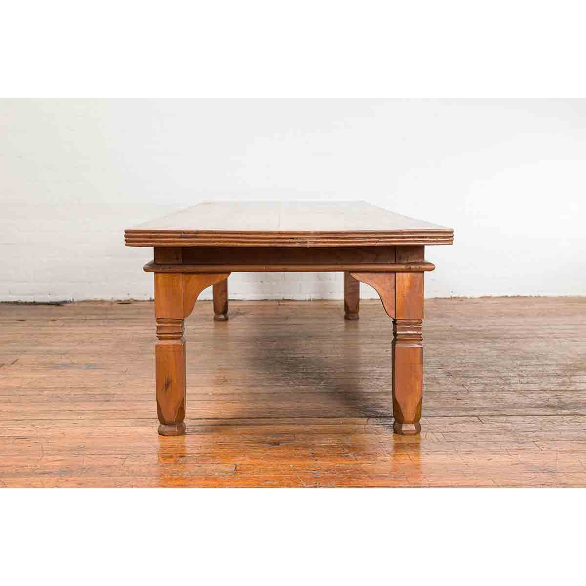 Oversized 19th Century Indonesian Coffee Table with Reeded Edge and Carved Legs-13. Asian & Chinese Furniture, Art, Antiques, Vintage Home Décor for sale at FEA Home