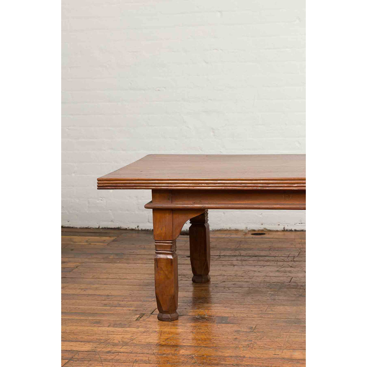 Oversized 19th Century Indonesian Coffee Table with Reeded Edge and Carved Legs-3. Asian & Chinese Furniture, Art, Antiques, Vintage Home Décor for sale at FEA Home