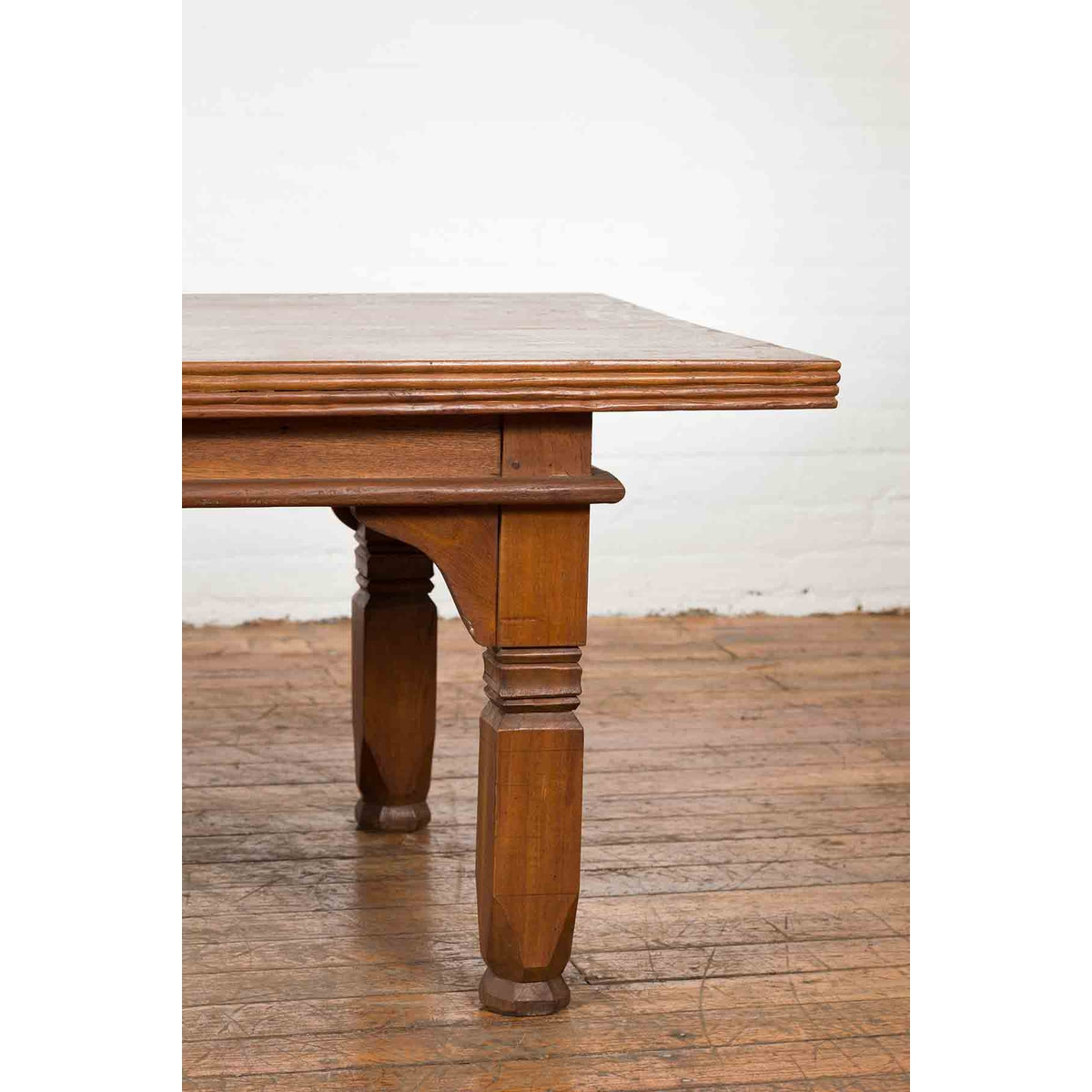 Oversized 19th Century Indonesian Coffee Table with Reeded Edge and Carved Legs-4. Asian & Chinese Furniture, Art, Antiques, Vintage Home Décor for sale at FEA Home
