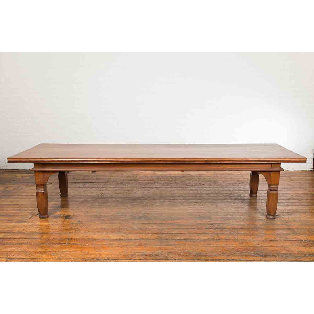 Oversized 19th Century Indonesian Coffee Table with Reeded Edge and Carved Legs-7. Asian & Chinese Furniture, Art, Antiques, Vintage Home Décor for sale at FEA Home