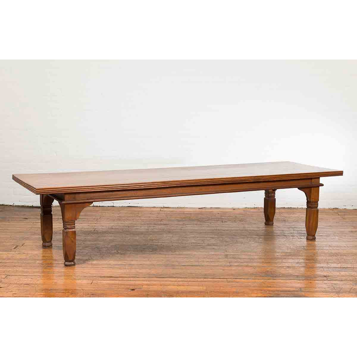 Oversized 19th Century Indonesian Coffee Table with Reeded Edge and Carved Legs-8. Asian & Chinese Furniture, Art, Antiques, Vintage Home Décor for sale at FEA Home