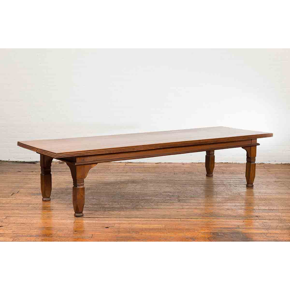 Oversized 19th Century Indonesian Coffee Table with Reeded Edge and Carved Legs-9. Asian & Chinese Furniture, Art, Antiques, Vintage Home Décor for sale at FEA Home
