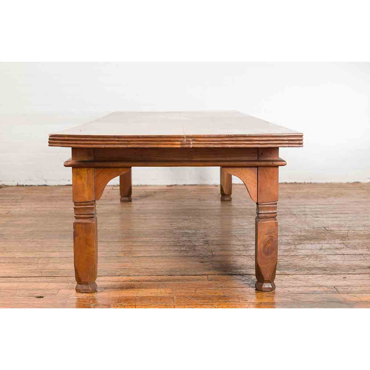 Oversized 19th Century Indonesian Coffee Table with Reeded Edge and Carved Legs-10. Asian & Chinese Furniture, Art, Antiques, Vintage Home Décor for sale at FEA Home