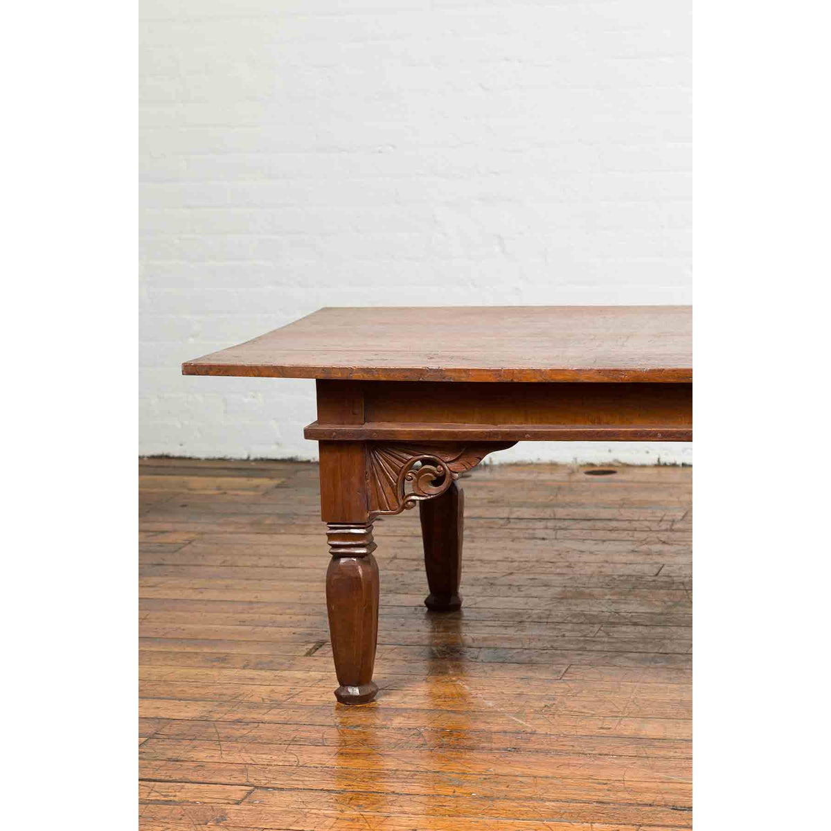 Oversized 19th Century Indonesian Madurese Coffee Table with Carved Spandrels-3. Asian & Chinese Furniture, Art, Antiques, Vintage Home Décor for sale at FEA Home