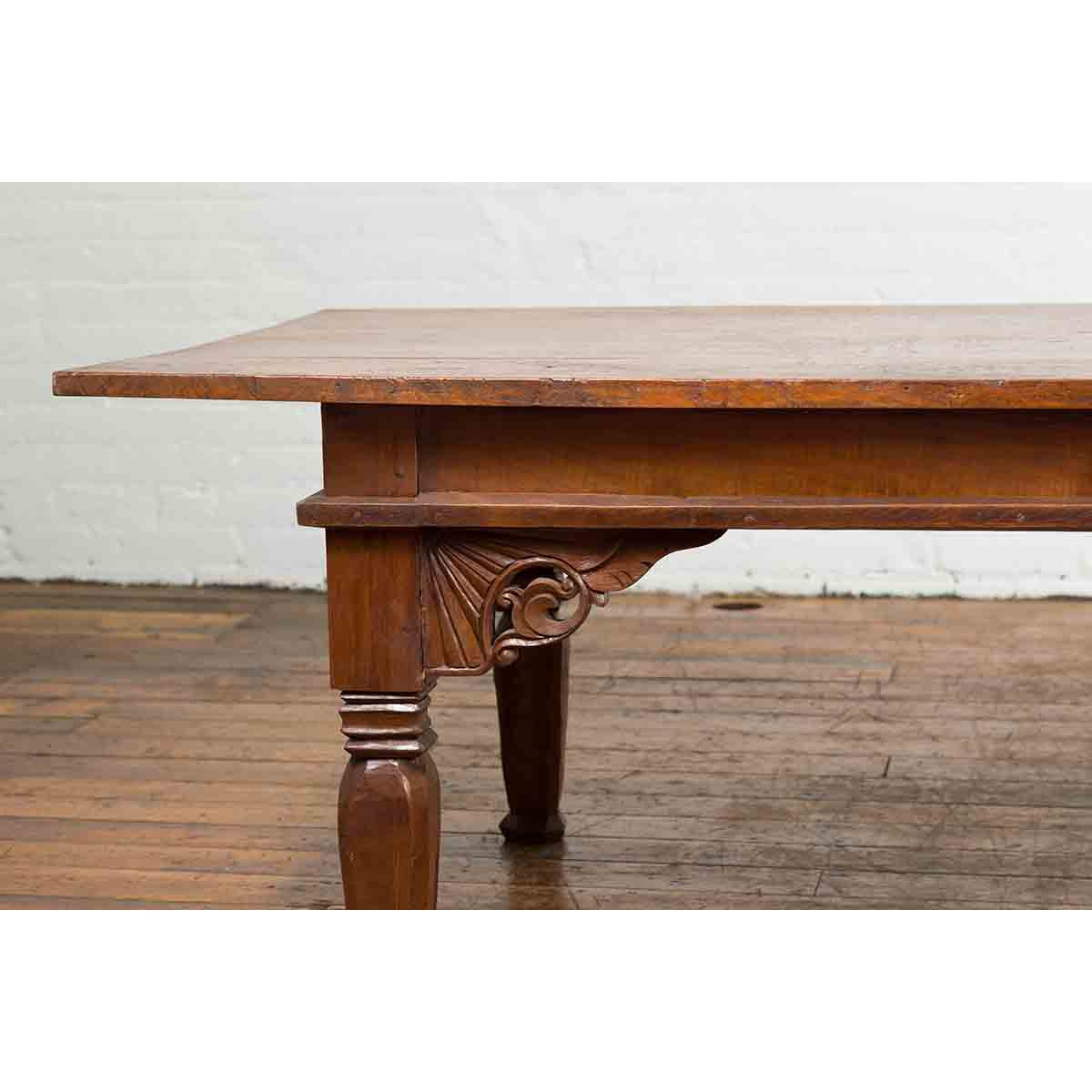 Oversized 19th Century Indonesian Madurese Coffee Table with Carved Spandrels-5. Asian & Chinese Furniture, Art, Antiques, Vintage Home Décor for sale at FEA Home