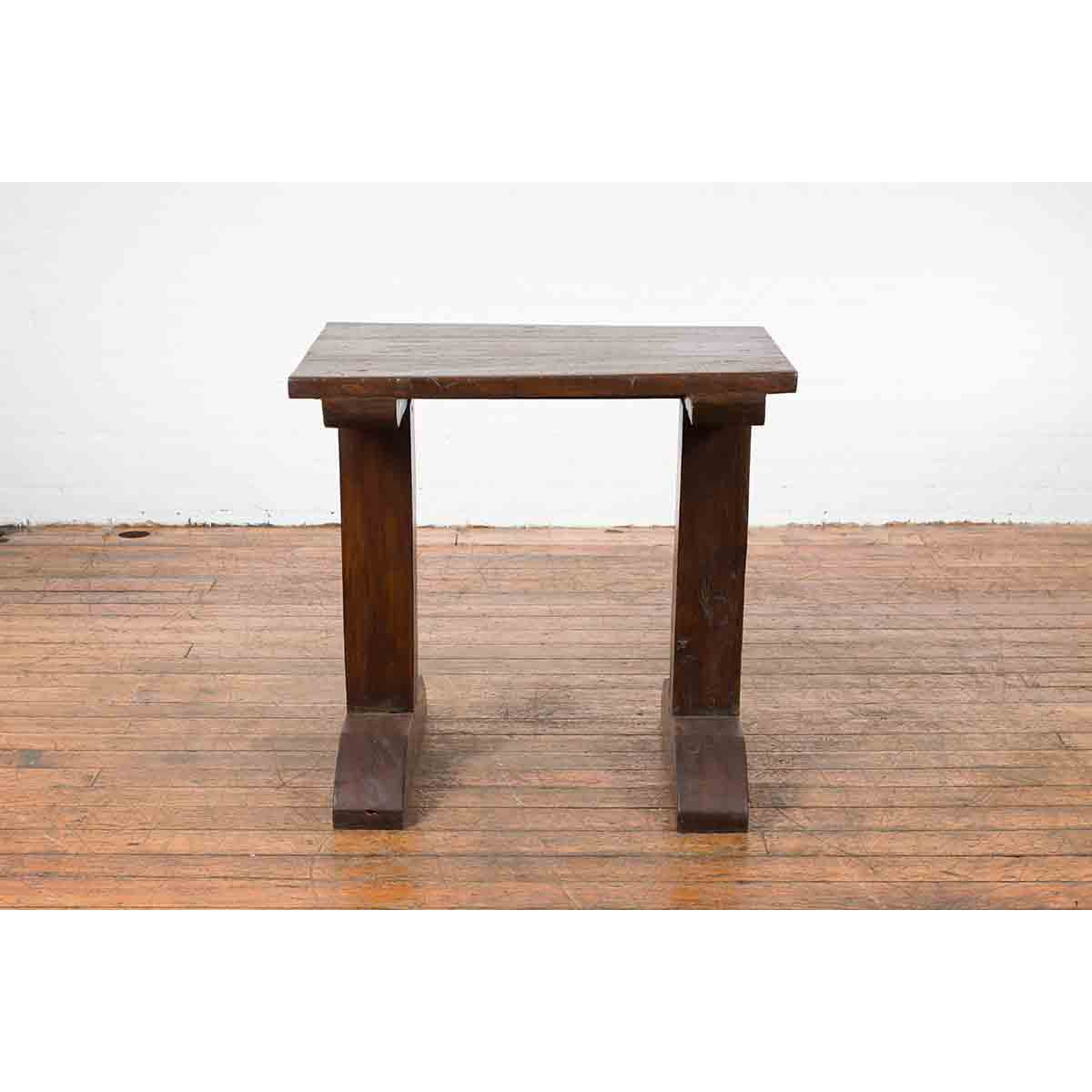 Indonesian Antique Wine Tasting Table with Rustic Appearance and Trestle Base-3. Asian & Chinese Furniture, Art, Antiques, Vintage Home Décor for sale at FEA Home